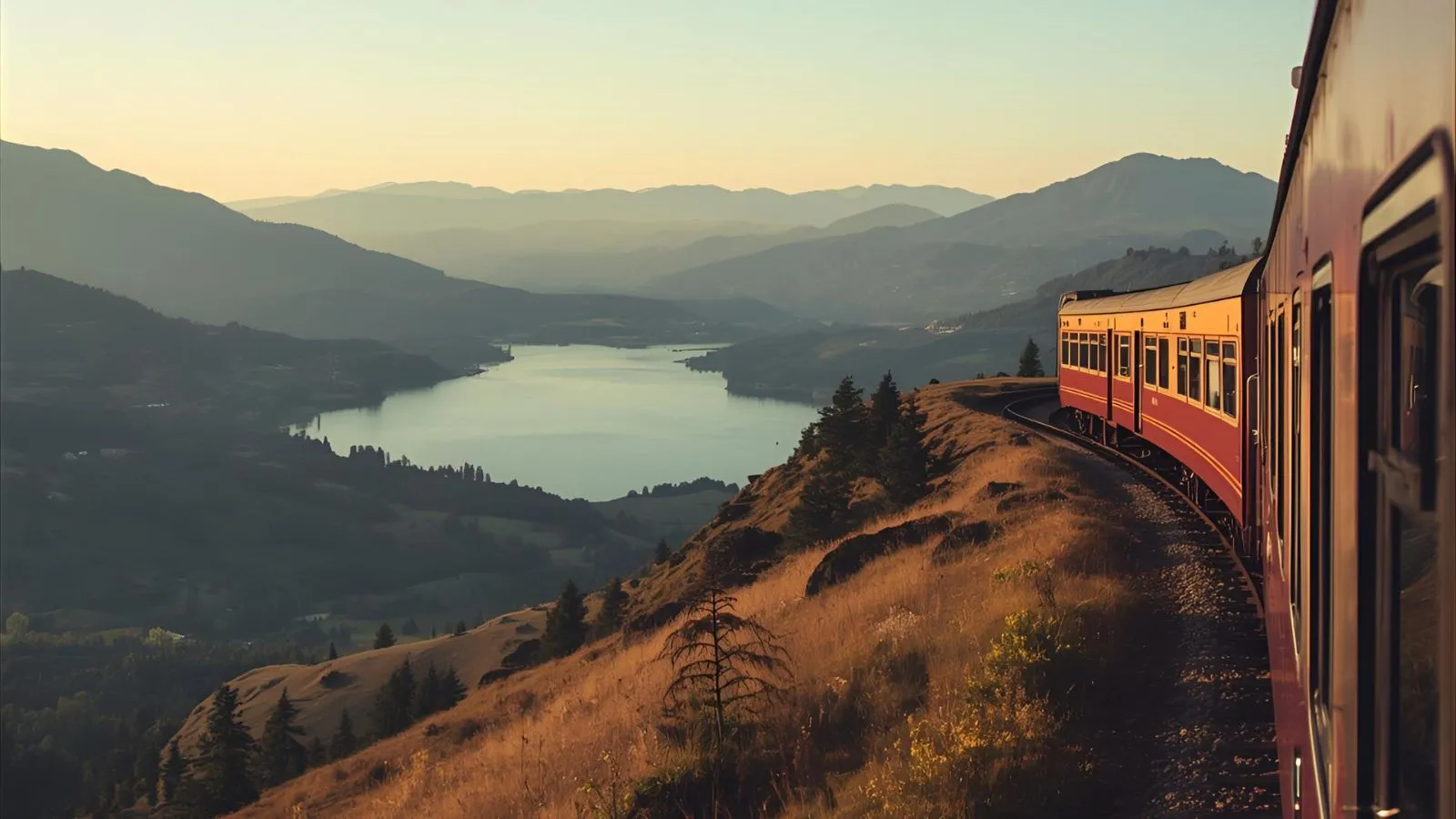 Scenic Andean plateau between Cusco and Puno with rails and high peaks.