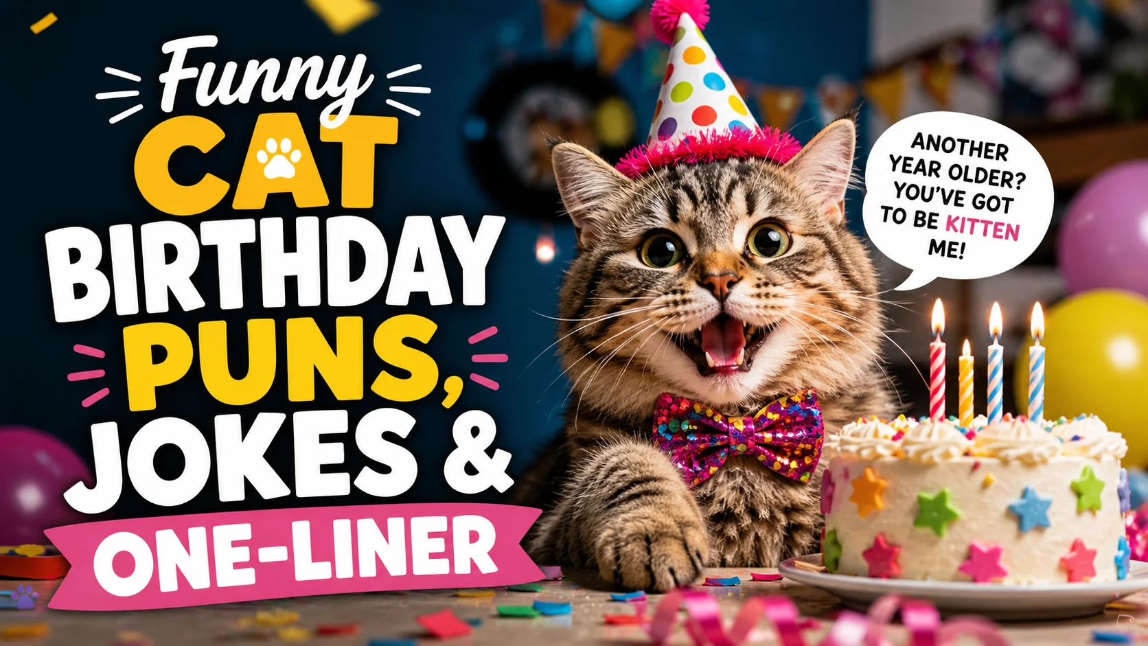 Funny Cat Birthday Puns, Jokes & One-Liner